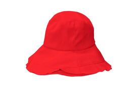 Red bucket hat isolated on white background photo