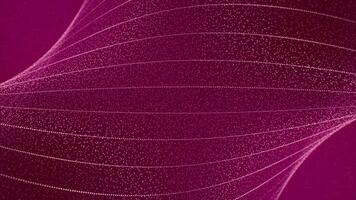 Seamless loop animation of smoothly moving pink purple abstract wallpaper with glowing particles and wavy lines on a shiny background , motion graphics , looped video, 4k , 60 fps video