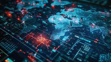 AI generated Epidemiology Insight, An Analytical Map Showcasing the Spread of Disease with Data Points and Tools for Comprehensive Public Health Strategy. photo