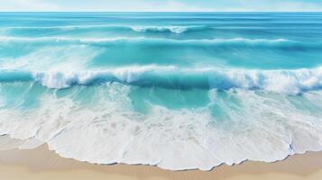 AI generated Seascape with blue sea and white sand photo