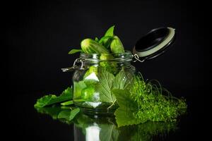 a set of products for pickling cucumbers photo