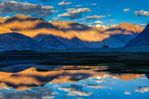 Himalayas on sunset, Nubra valley, Ladakh, India photo