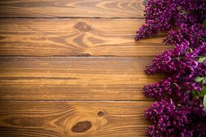 la hermosa lila sobre un fondo de madera foto
