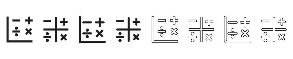 matemáticas símbolo icono más menos dividir y cruzar contorno icono vector