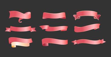 Banners and silk banners. Pink banner ribbon vector