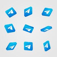 telegram icon, 3d telegram social network icon, telegram icon collection vector