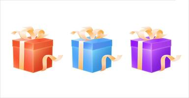 Vector colorful gift box with silk string wrapped around it