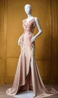 AI generated mini dress with low neckline on a mannequin. ai generative photo