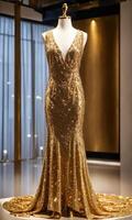 AI generated mini dress with low neckline on a mannequin. ai generative photo