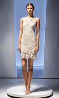 AI generated mini dress with low neckline on a mannequin. ai generative photo