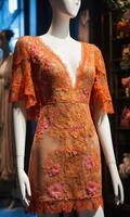 AI generated mini dress with low neckline on a mannequin. ai generative photo