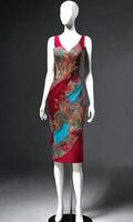 AI generated mini dress with low neckline on a mannequin. ai generative photo