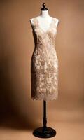 AI generated mini dress with low neckline on a mannequin. ai generative photo