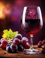 AI generated Red wine with grapes on a dark background. Selective focus. ai generative photo