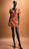 AI generated mini dress with low neckline on a mannequin. ai generative photo