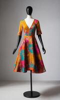 AI generated mini dress with low neckline on a mannequin. ai generative photo