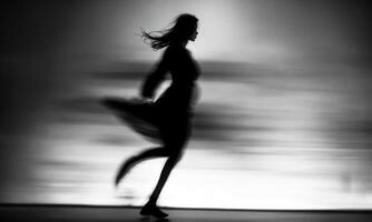 AI generated Blurry motion silhouette of a girl with long hair. ai generative photo