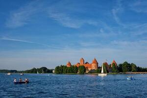 Trakai Island Castle in lake Galve, Lithuania photo