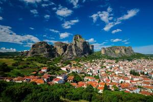 View of Kalampaka village in famous greek tourist destination Meteora in Greece photo