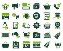 Shop icons pack duo tone style. Contains 30 icons vector