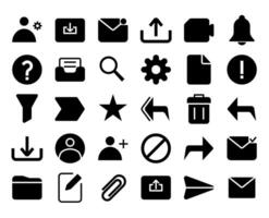 Email icons pack glyph style vector