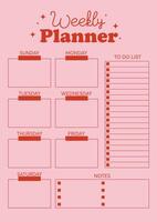 Vector weekly planner template organizer and schedule, to do list