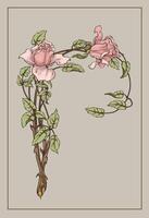 Hand drawn art nouveau rose illustration vector
