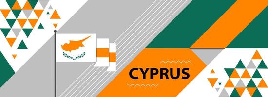 Cyprus national or independence day banner design for country celebration. Cyprus Flag modern retro design and abstract geometric icons. Vector illustration