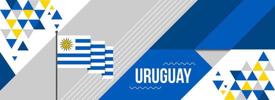 Uruguay national or independence day banner design for country celebration. Flag of Uruguay modern retro design abstract geometric icons. Vector illustration