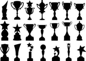 Set of trophy cup silhouettes. Isolated vector illustrations on white background