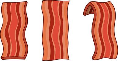 Cartoon Fresh Slices Of Wavy Bacon. Vector Hand Drawn Illustration Isolated On Transparent Background