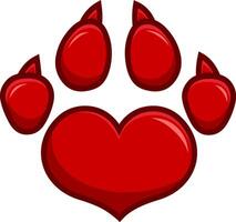 Love Paw Print Logo Design. Vector Illustration Isolated On White Background