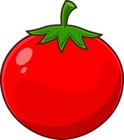 Cartoon Fresh Red Tomato. Vector Hand Drawn Illustration Isolated On Transparent Background