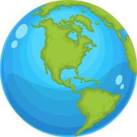 Earth Globe Hand Drawn Cartoon. Vector Flat Design Illustration Isolated On White Background