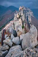 View from Ulsanbawi rock peak. Seoraksan National Park, South Corea photo