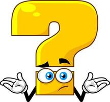 Yellow Question Mark Cartoon Character With A Confused Expression vector