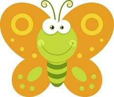 sonriente mariposa dibujos animados mascota personaje vector