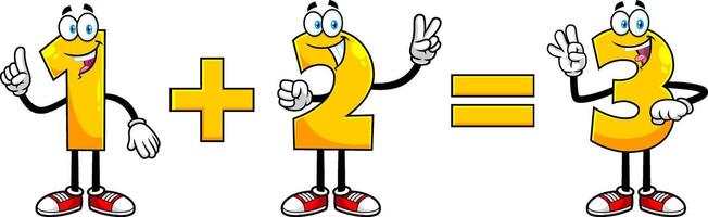 Funny Number 1 Plus Number 2 Equals Number 3 Cartoon Character vector
