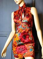 AI generated Fashionable evening orange summer dress on a mannequin. ai generative. ai generative photo