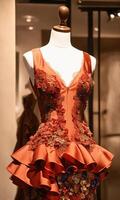 AI generated mini dress with low neckline on a mannequin. ai generative photo