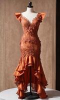AI generated mini dress with low neckline on a mannequin. ai generative photo