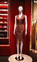 AI generated mini dress with low neckline on a mannequin. ai generative photo