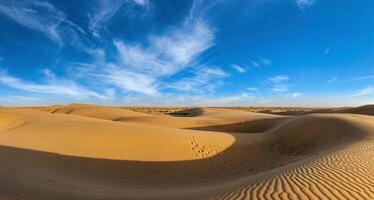 Panorama of dunes in Thar Desert, Rajasthan, India photo