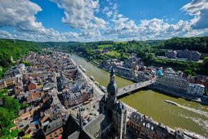 Aerial view of Dinant town, Belgium photo