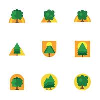 Vector tree icons collection in flat style