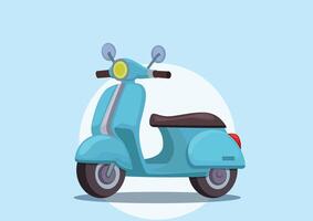 Cute classic blue scooter side view vector