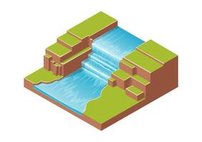 Isometric natural beautiful waterfall vector