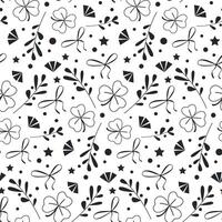 Seamless Pattern with clover, herbal branch and bows. Vector illustration on white background with shamrock. Perfect for wallpaper, gift paper