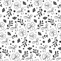 Seamless Pattern with clover, herbal branch and bows. Vector illustration on white background with shamrock. Perfect for wallpaper, gift paper