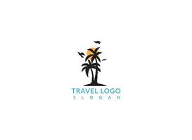 Creative palm tree Vector logo travel design.